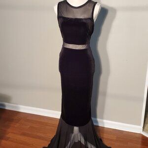 Euc Vintage Wrapper Womens Black Velvet Formal Dress Tall Size Medium